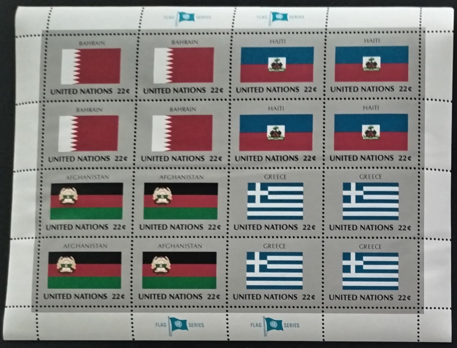 Spojené národy OSN USA 1988 Vlajky členských států - Řecko, Haiti