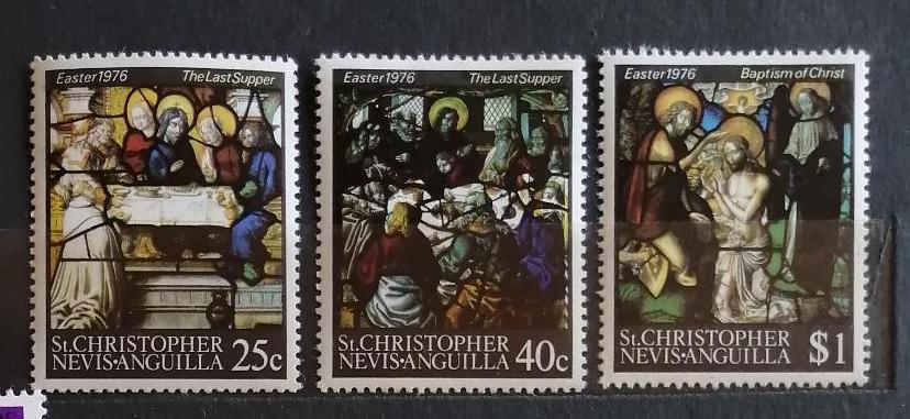 St. Kryštof, Nevis&Anguilla 1976 - komplet, Velikonoce a umění, obrazy
