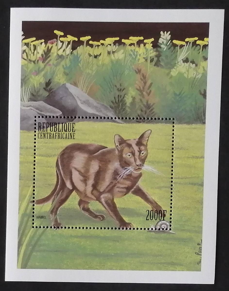 Středafrická rep. 1999 Bl.629 8,5€ Kočky a jejich druhy, Havanská