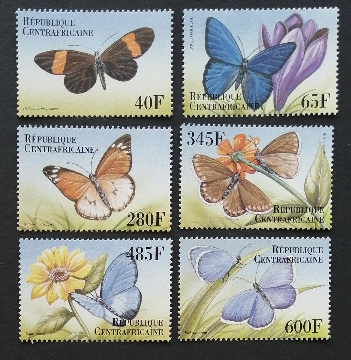 Středoafrická rep. 2000 Mi.2349-4 9€ Motýli Afriky, fauna a hmyz