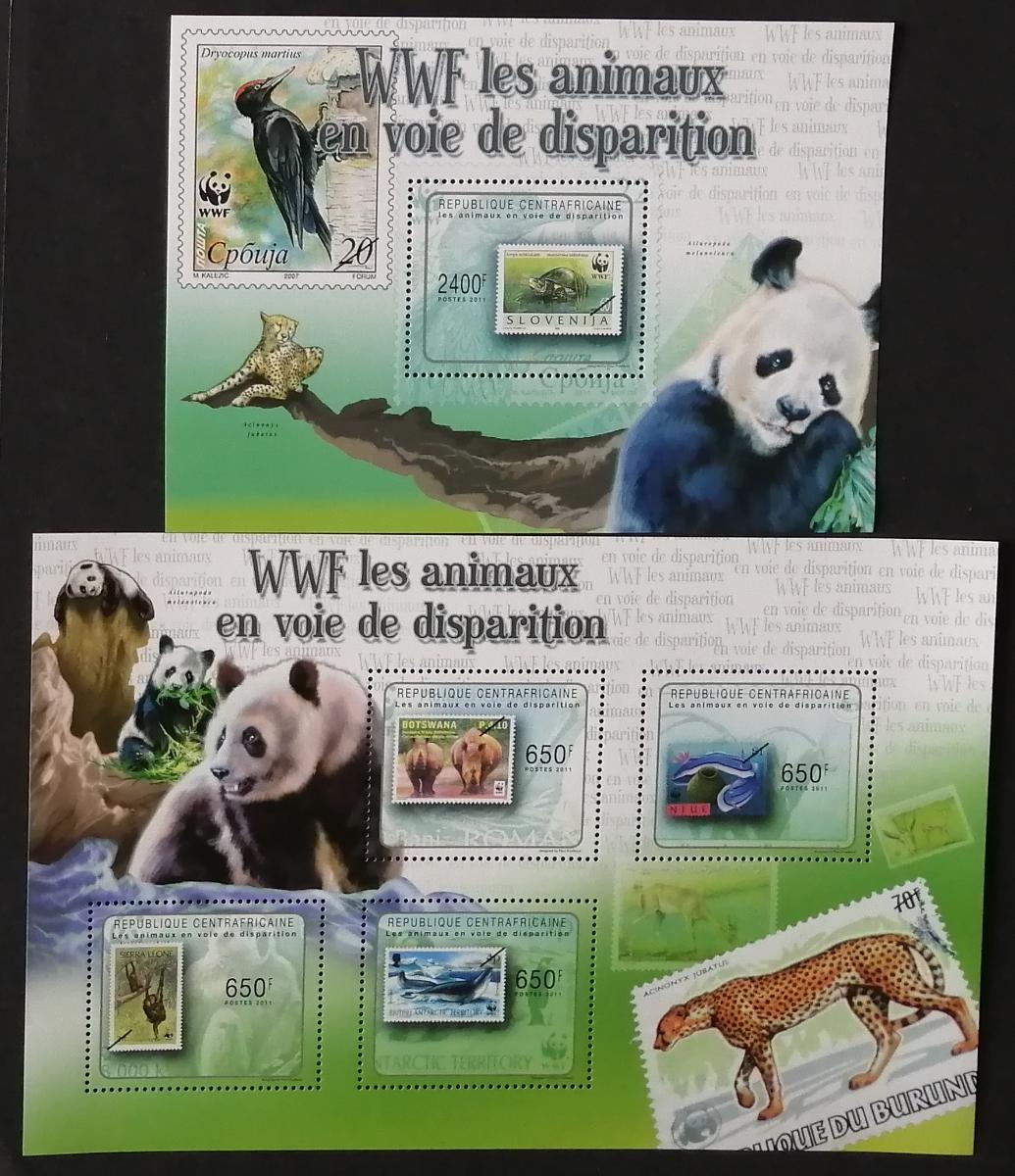 Středoafrická rep. 2011 Mi.3083-6+Bl.729 20€ Fauna na známkách WWF