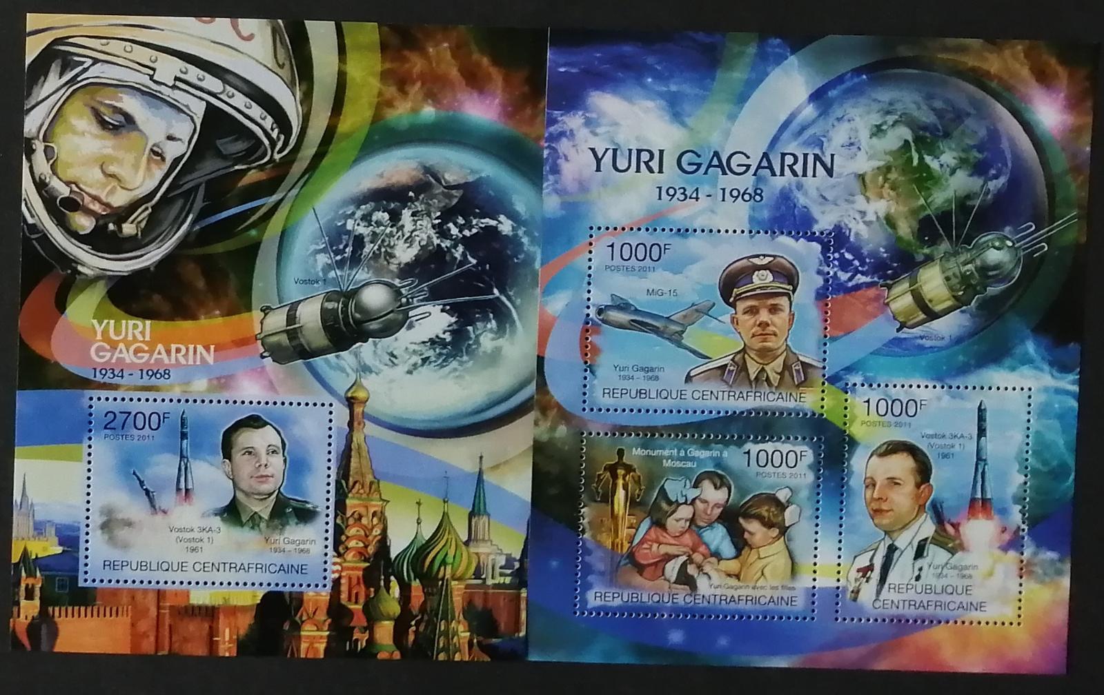 Středoafrická rep. 2011 Mi.3108-0+Bl.735 23€ Jurij Gagarin, vesmír