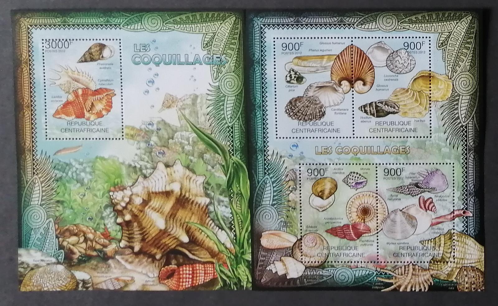 Středoafrická rep. 2012 Mi.3647-0+Bl.945 30€ Mušle a škeble, lastury