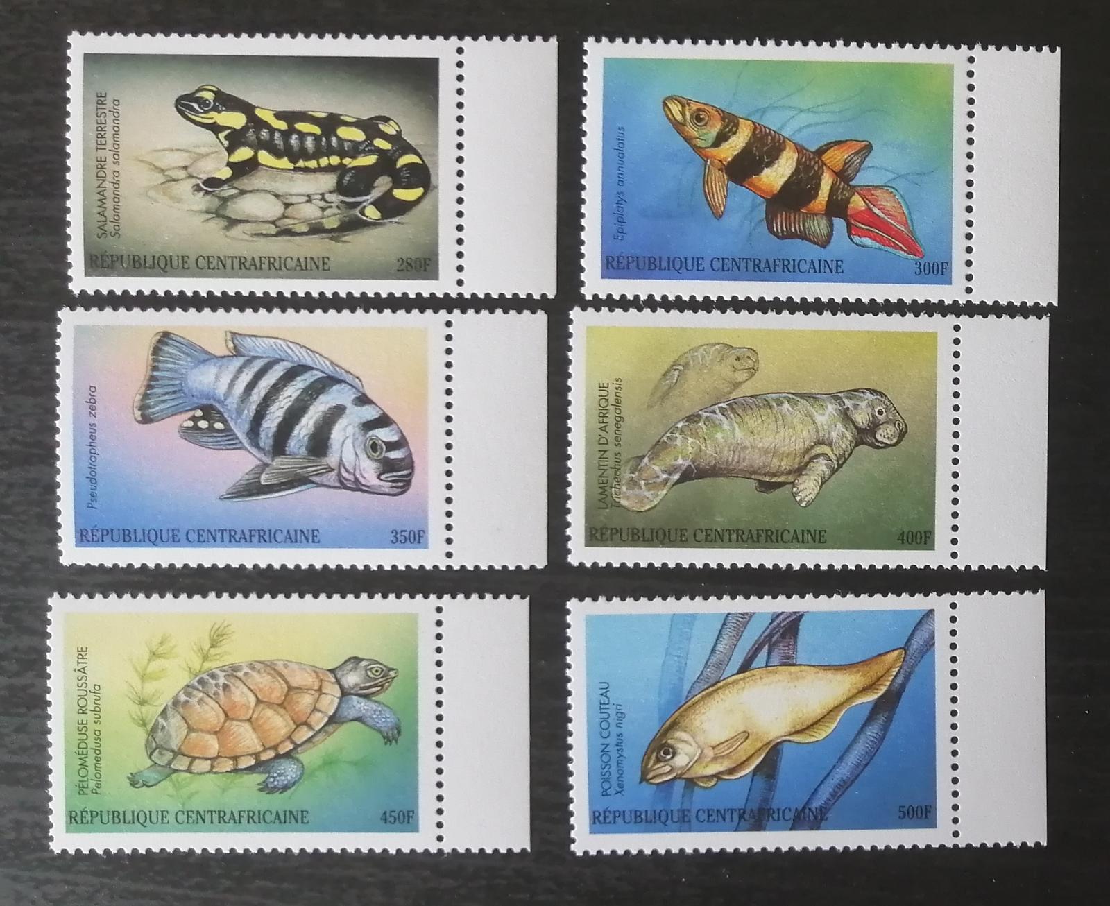 Středoafrická republika 2001 10€ Mi.2694-9 Ryby a plazi Afriky, fauna