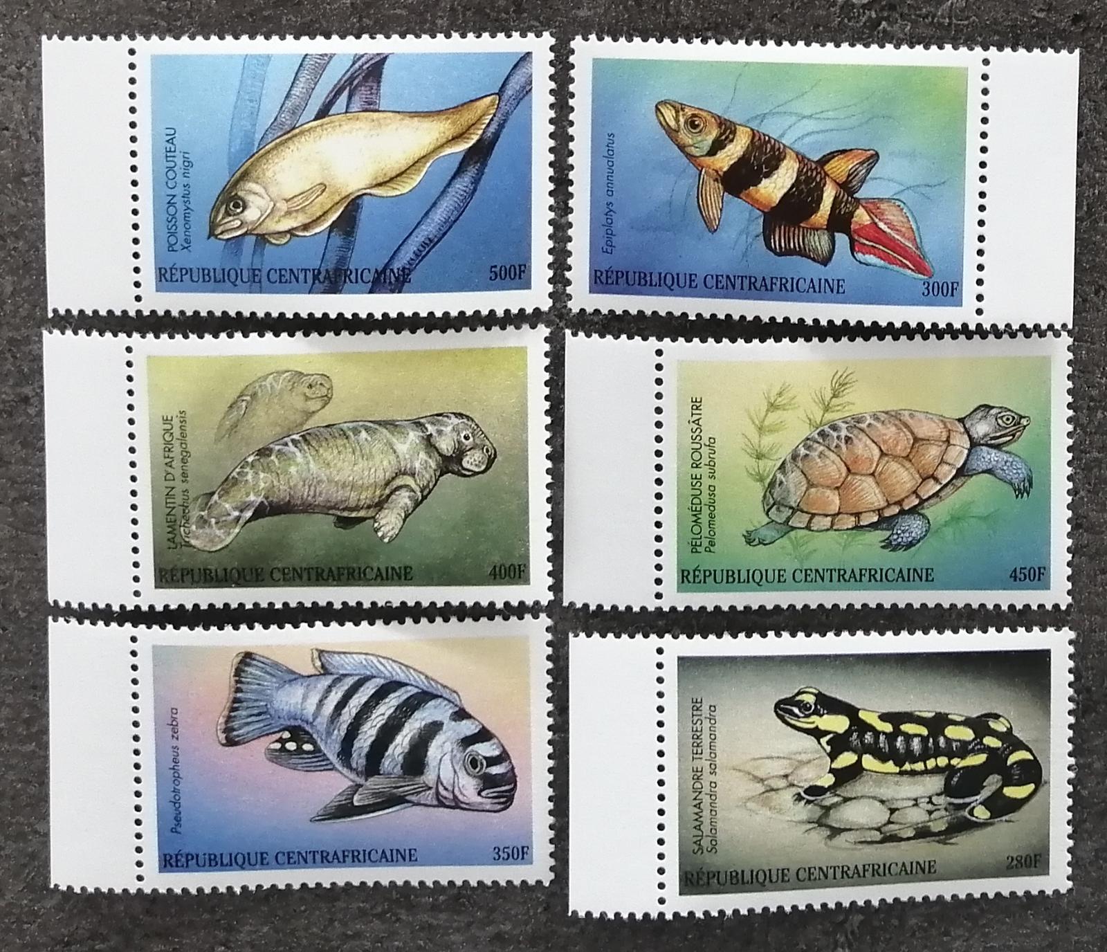 Středoafrická republika 2001 Mi.2694-9 10€ Ryby a plazi Afriky, fauna
