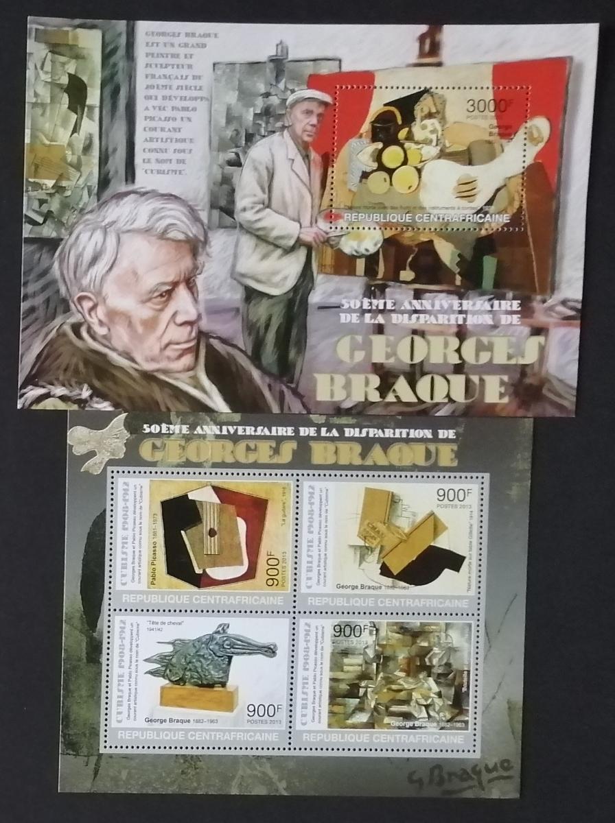 Středoafrická republika 2013 30€ 50 let smrti malíře Braque, umění