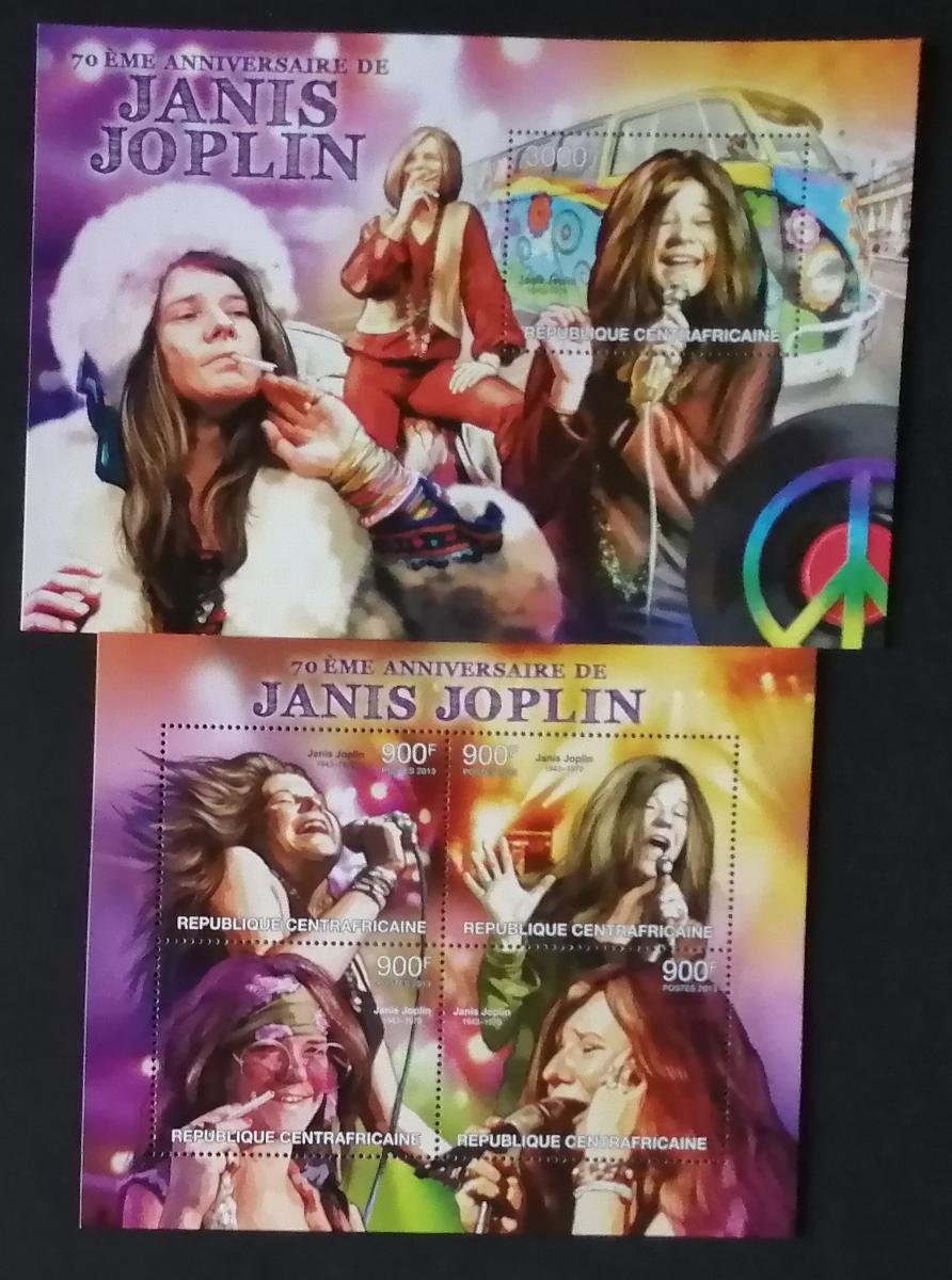 Středoafrická republika 2013 30€ 70 let zpěvačky Janis Joplin, hudba