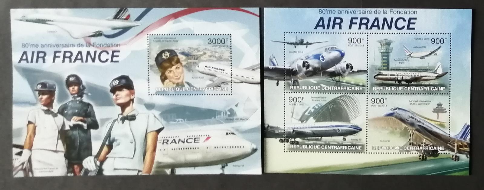 Středoafrická republika 2013 30€ 80 let aerolinek Air France, letadla