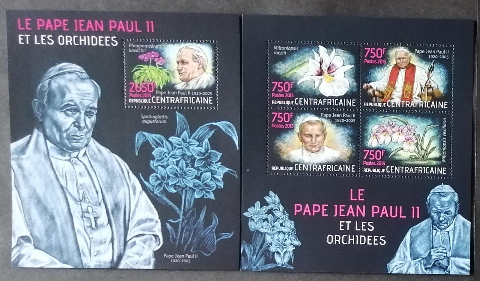 Středoafrická republika 2013 30€ Papež Jan Pavel II. a orchideje