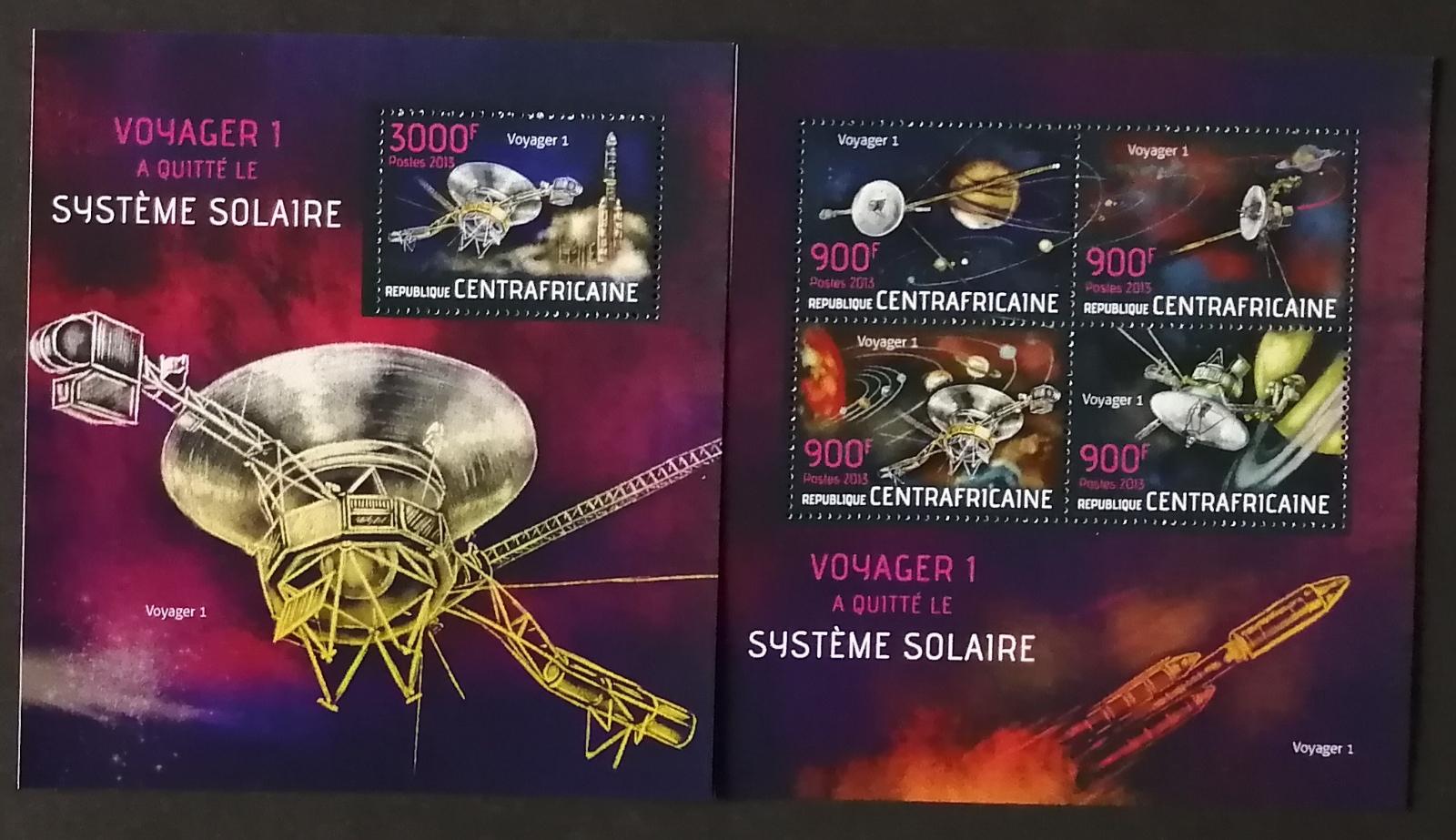 Středoafrická republika 2013 30€ Sonda Voyager a planety, Vesmír