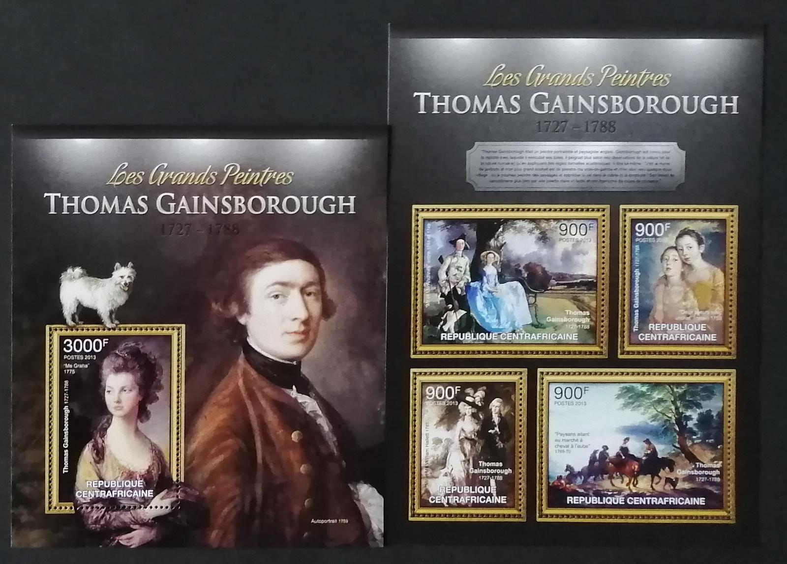 Středoafrická republika 2013 30€ Tom Gainsborough a jeho umění, obrazy
