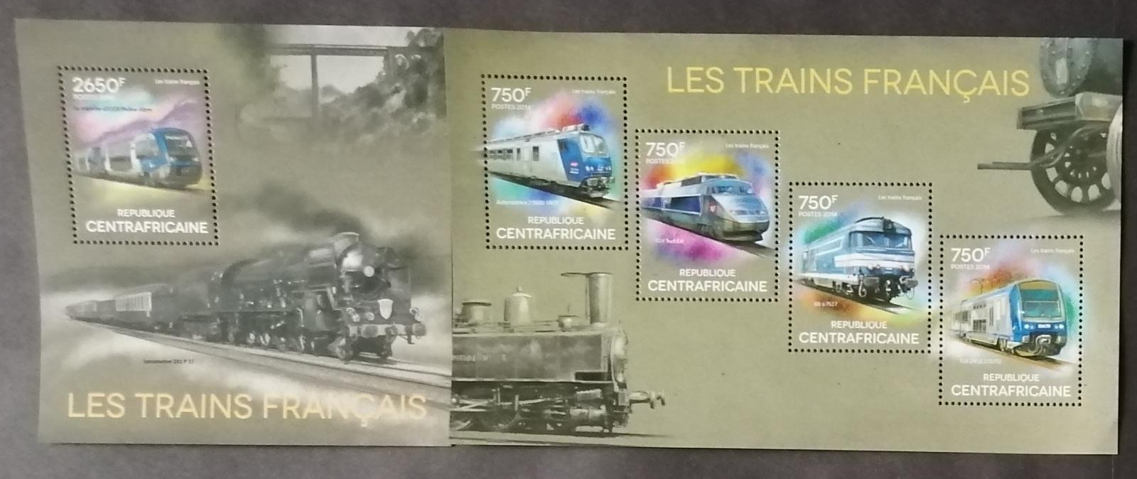 Středoafrická republika 2014 26€ Francouzské vlaky a lokomotivy