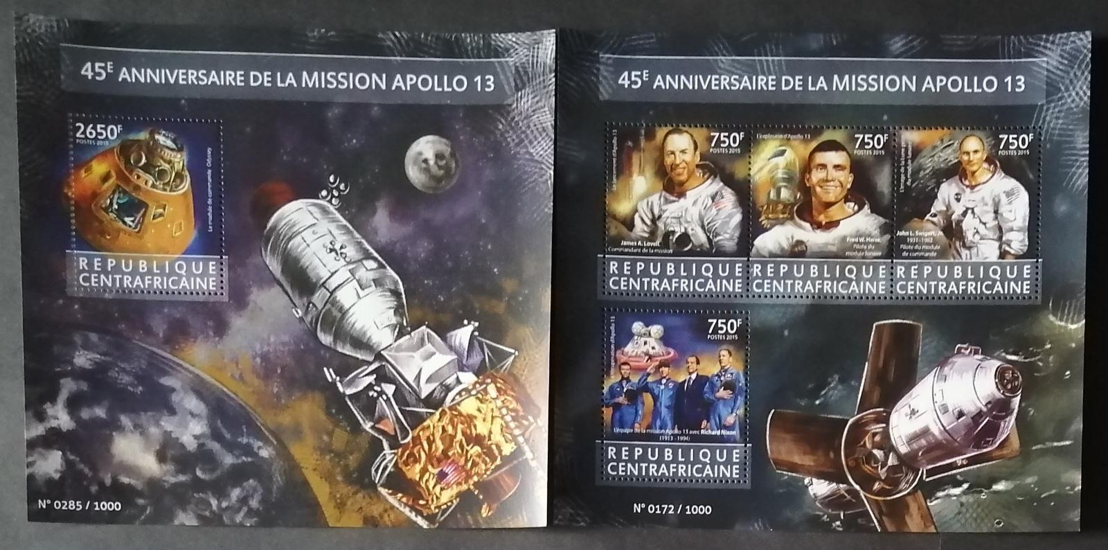 Středoafrická republika 2015 26€ 45 let mise Apollo 13, Vesmír