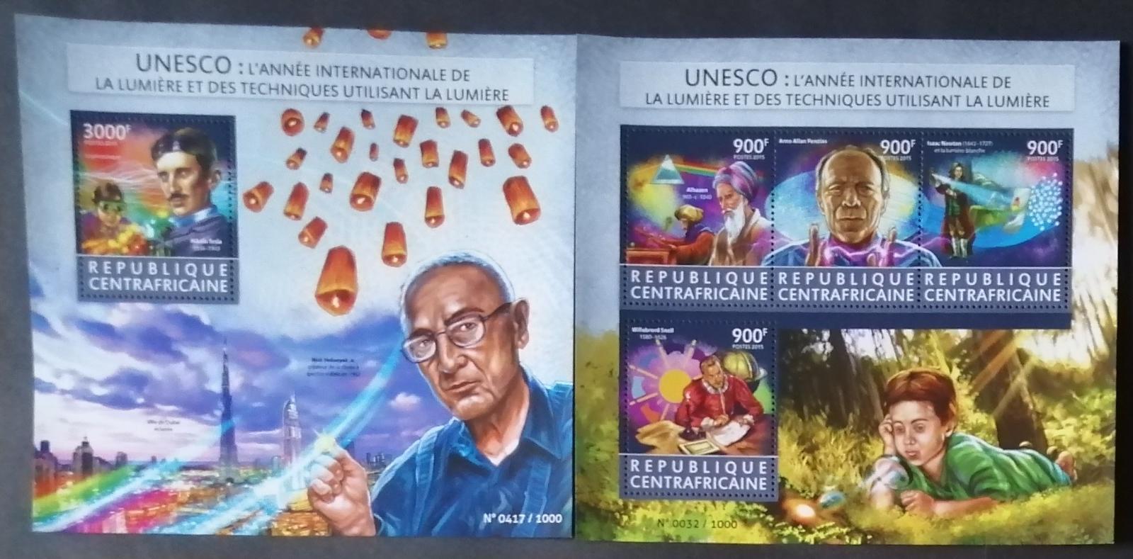 Středoafrická republika 2015 30€ Mezinárodní rok světla a technologie