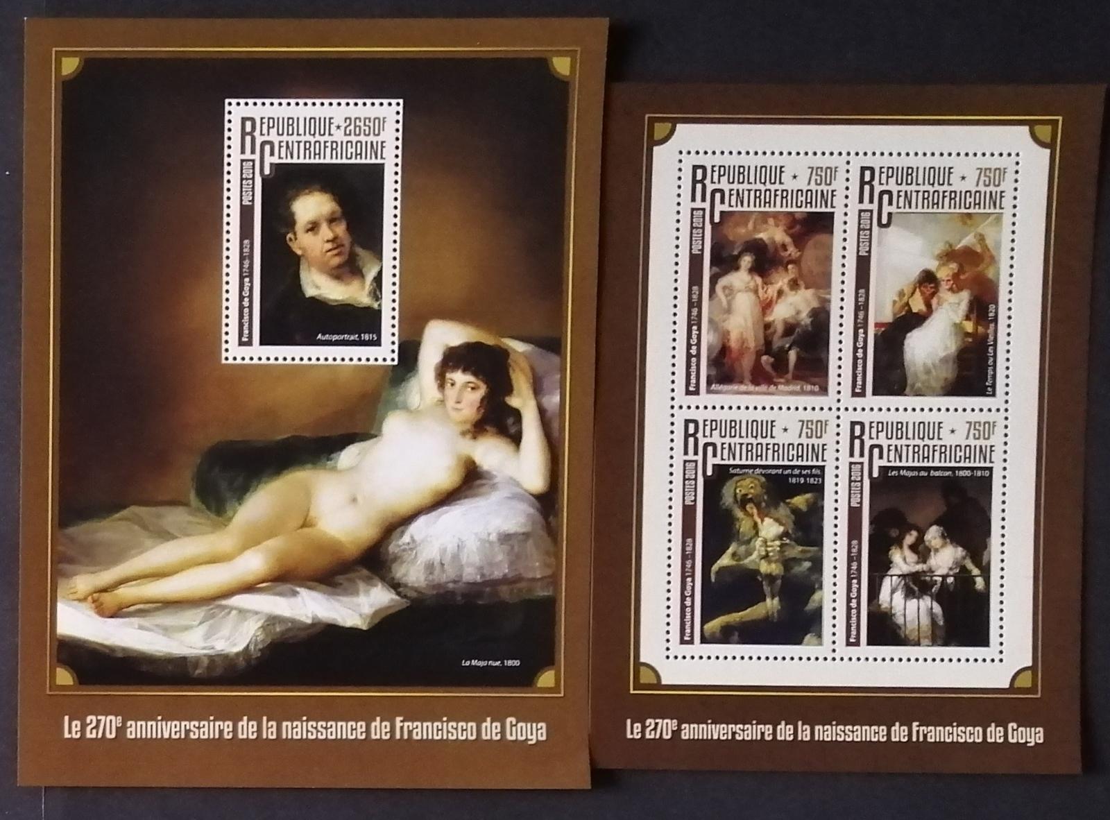 Středoafrická republika 2016 26€ 270 let Francisco de Goya, Umění
