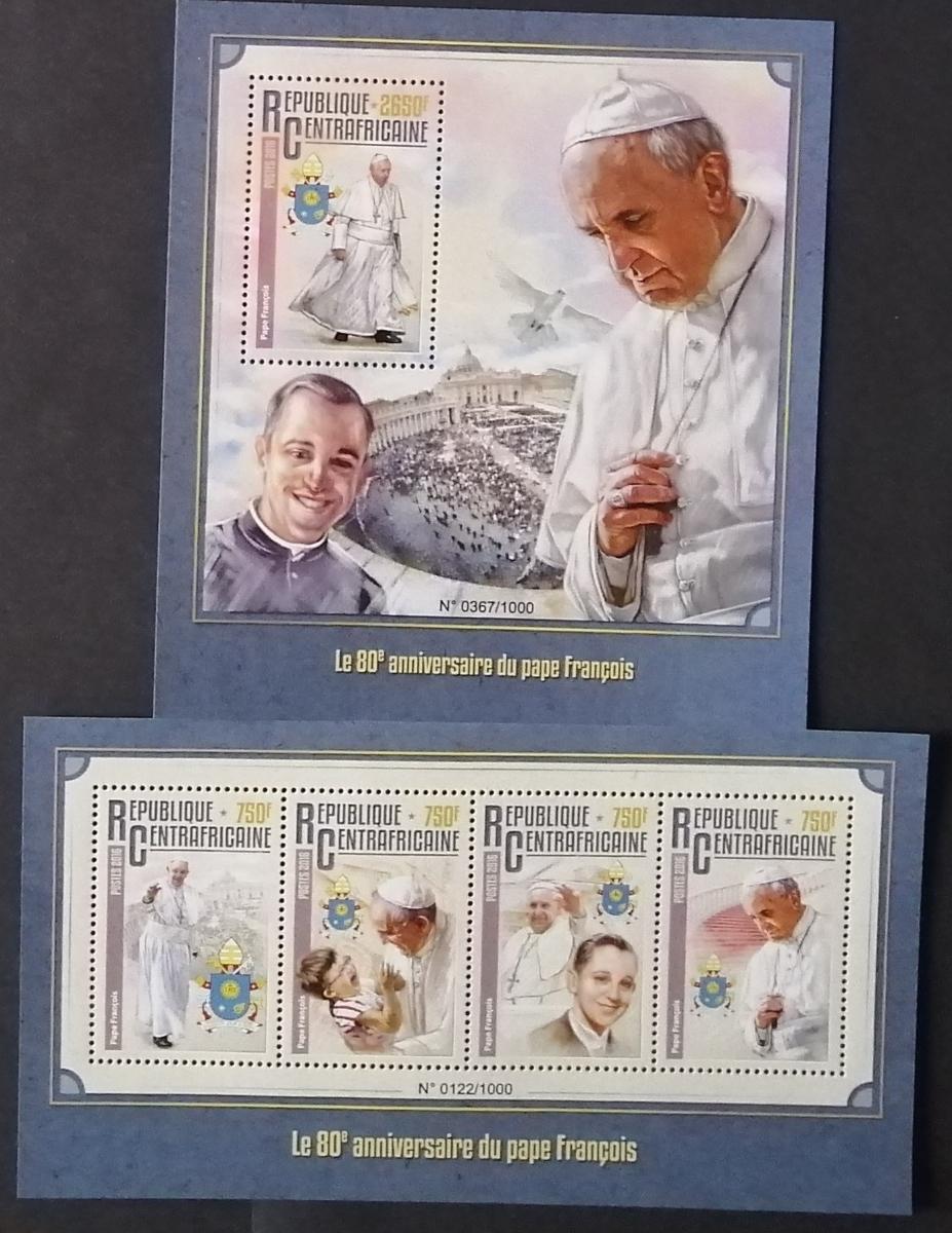 Středoafrická republika 2016 26€ 80 let papeže Františka