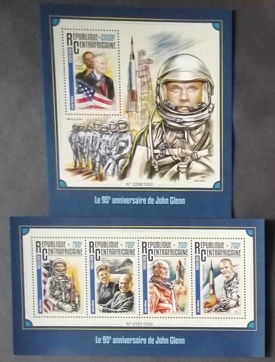 Středoafrická republika 2016 26€ 95 let astronauta Johna Glenna,Vesmír