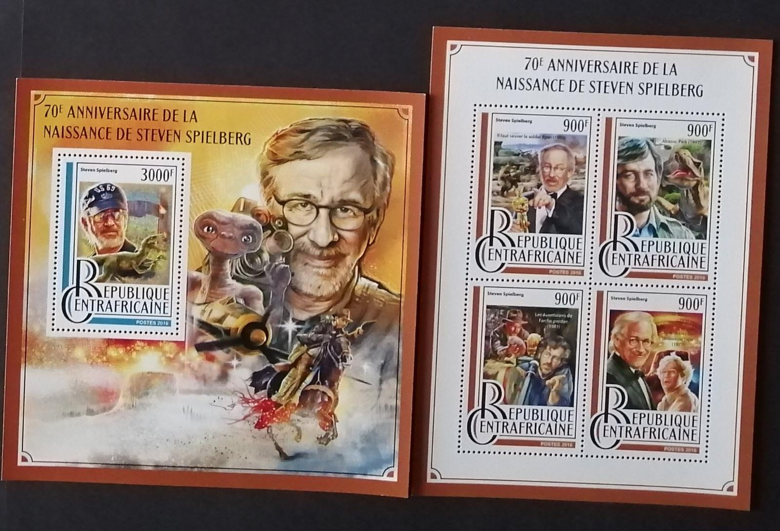 Středoafrická republika 2016 30€ 70 let režiséra Stevena Spielberga
