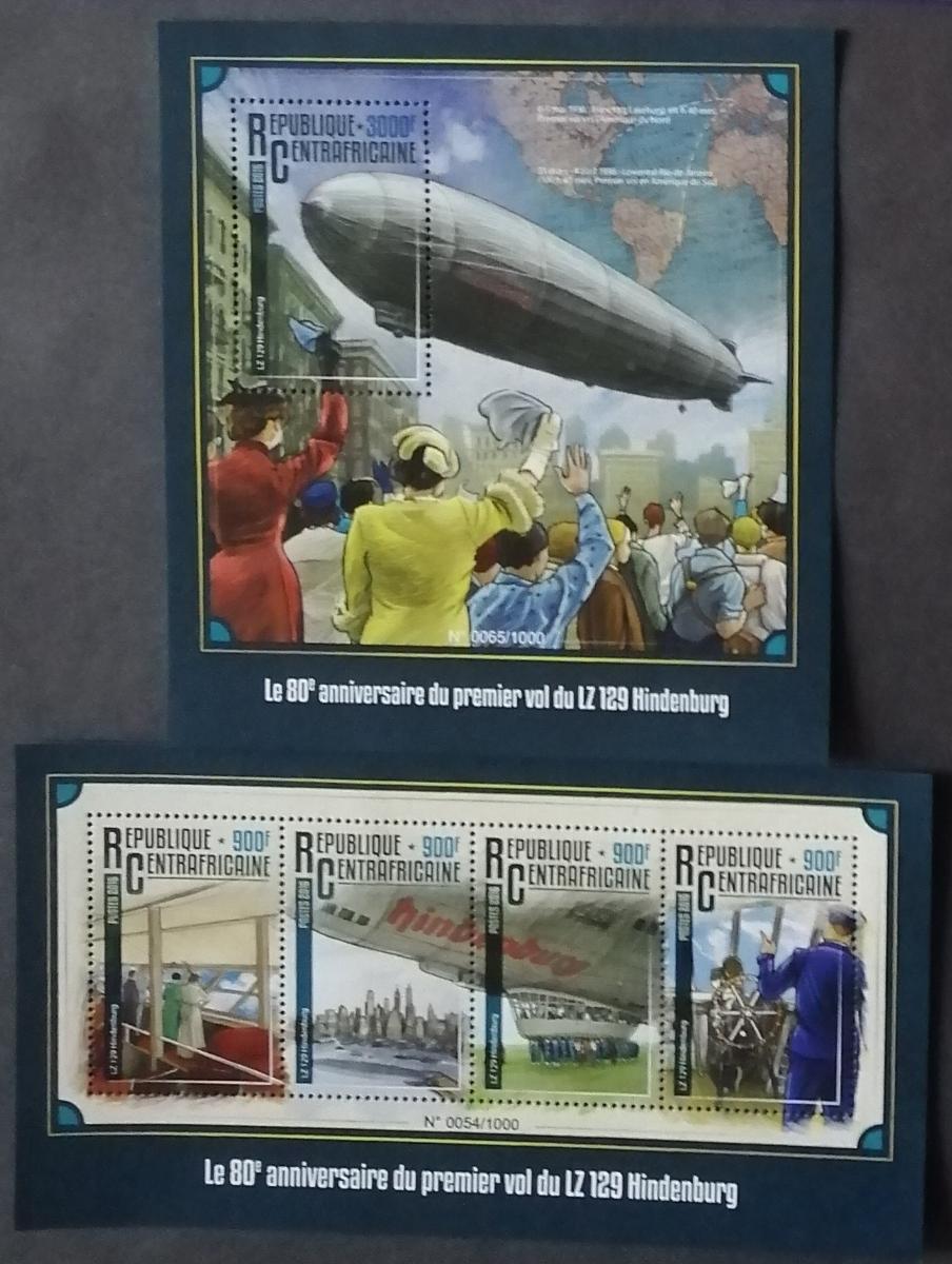 Středoafrická republika 2016 30€ 80 let zkázy Hindenburgu, Vzducholodě