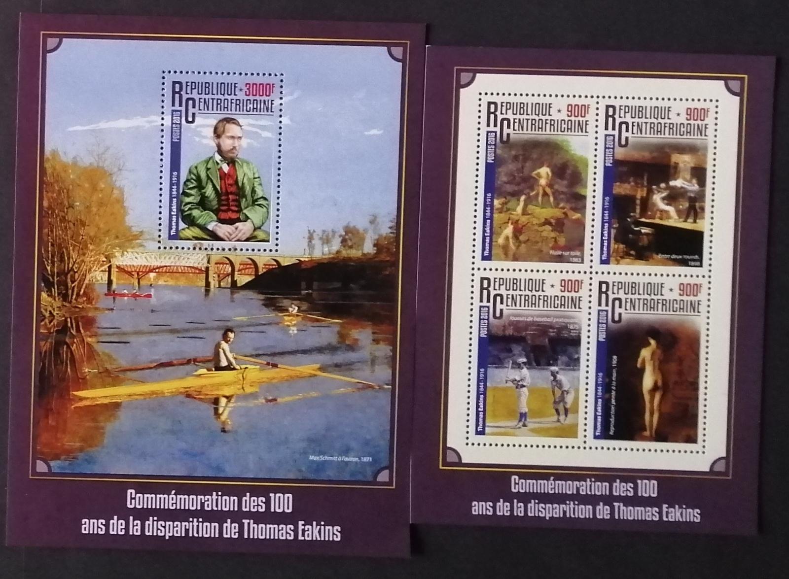Středoafrická republika 2016 30€ Století Thomase Eakinse, Obrazy