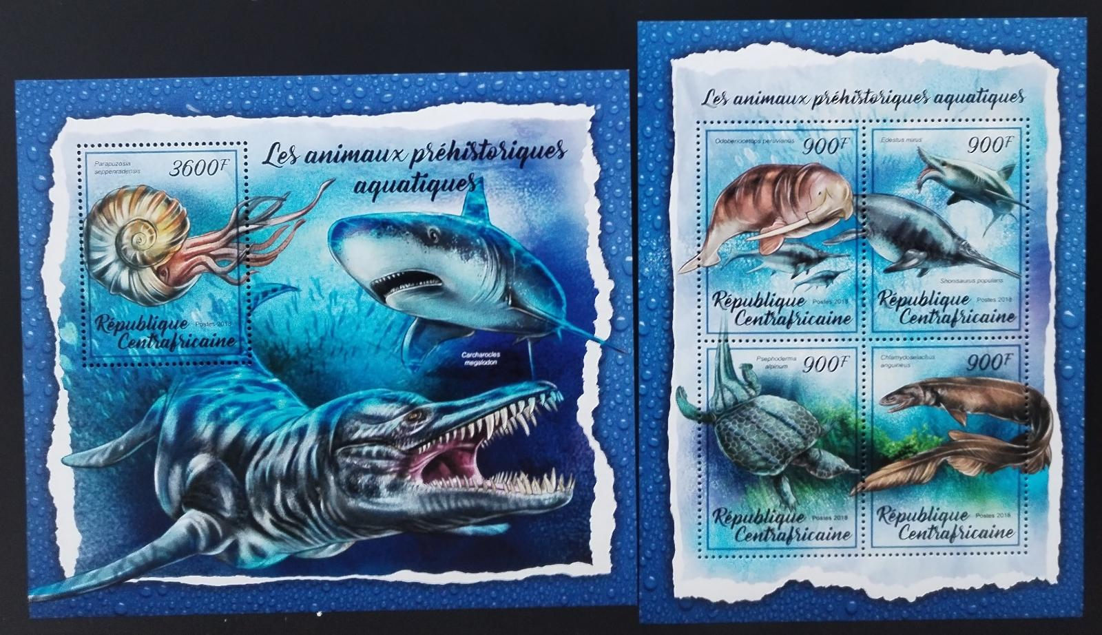 Středoafrická republika 2018 Vodní dinosauři a ještěři pravěku