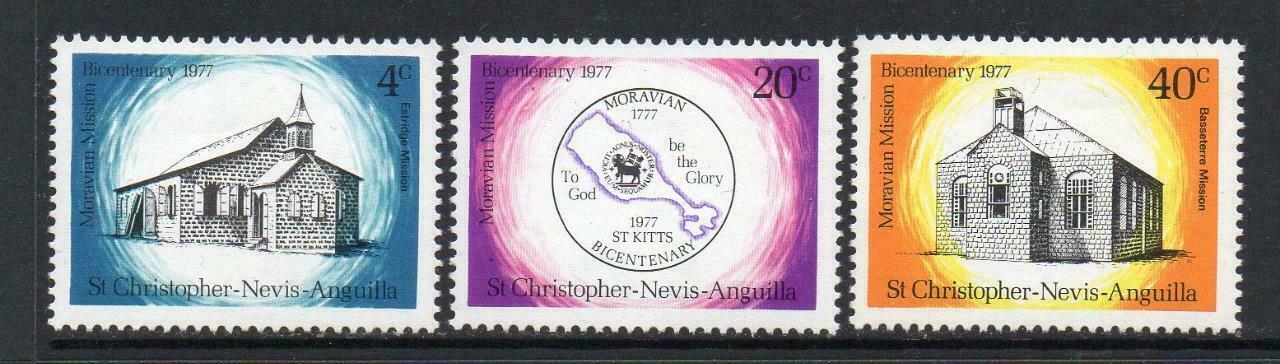 Sv. Kryštof,Nevis&Anguilla 1977 - komplet, 200 let Moravských bratrů