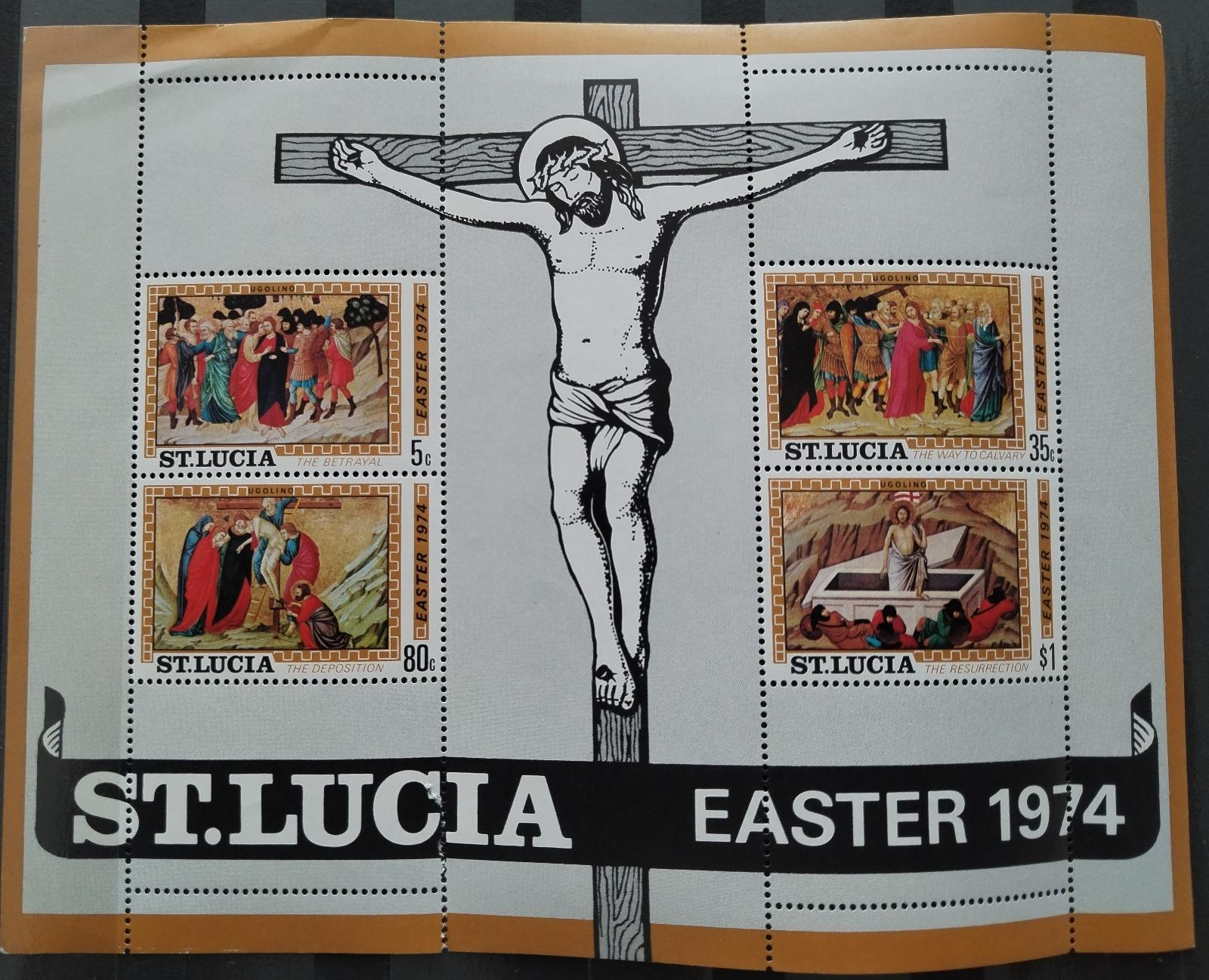 Svatá Lucie 1974 Velikonoce, vady, ale známky v pořádku