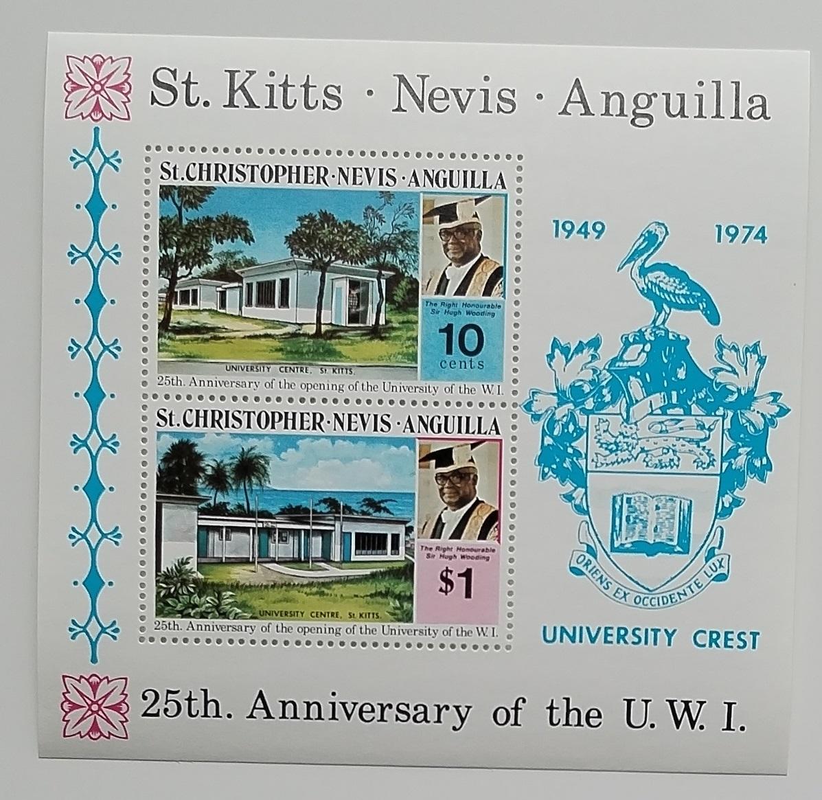 Svatý Kryštof 1974 Bl.2 Výročí karibské univerzity