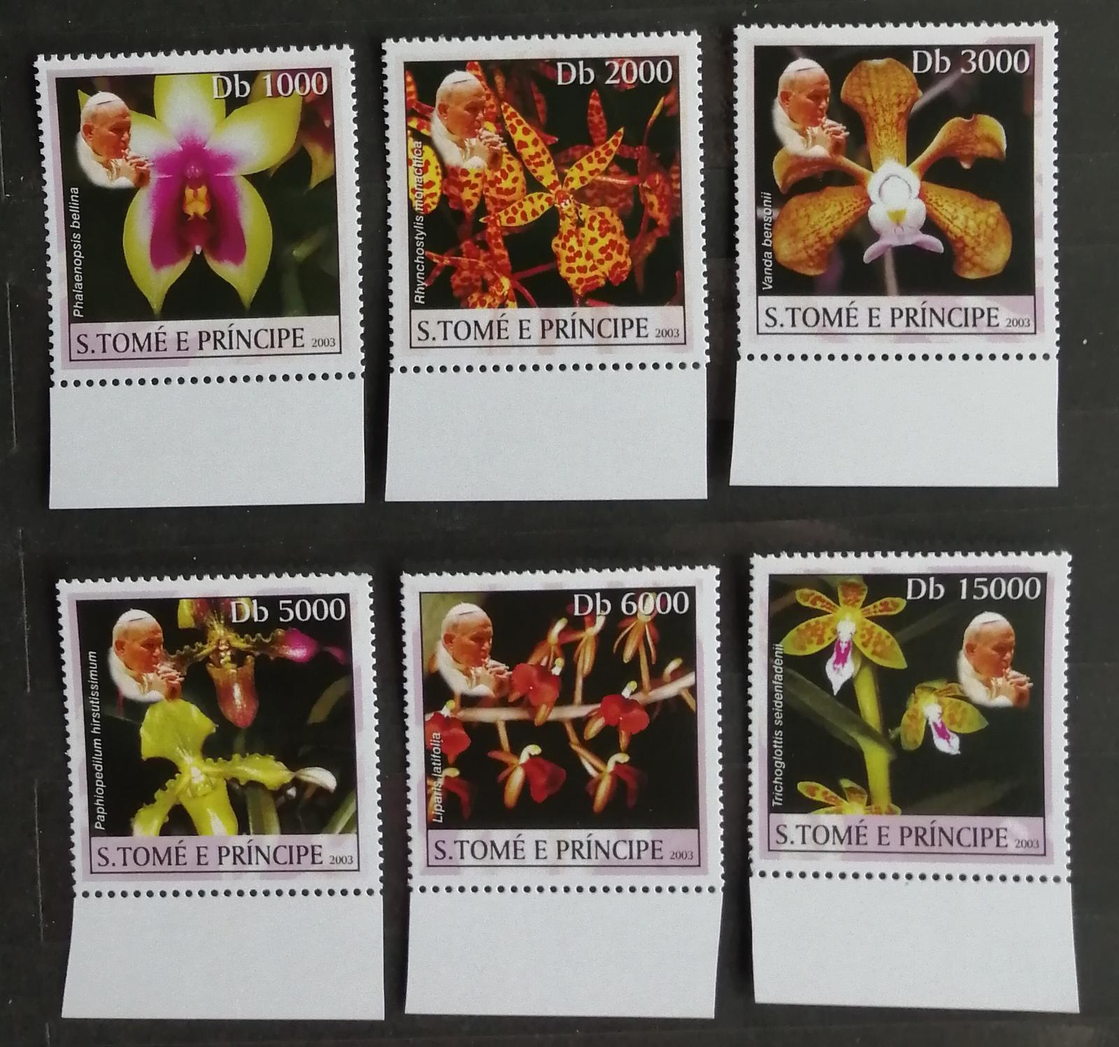 Svatý Tomáš 2003 Mi.2037-2 10€ Orchideje a papež, flora a náboženství