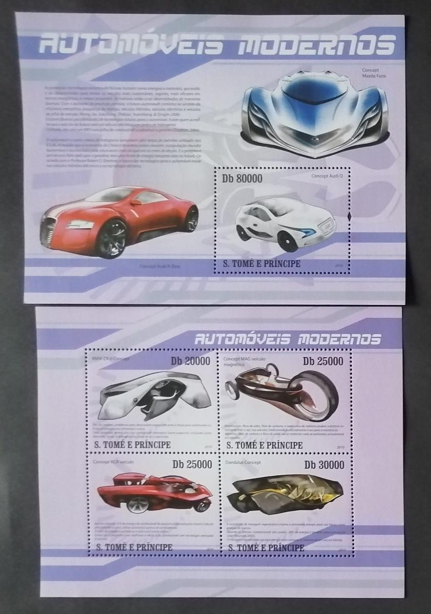 Svatý Tomáš 2010 Mi.4353-6+Bl.749 18€ Auta a doprava budoucnosti