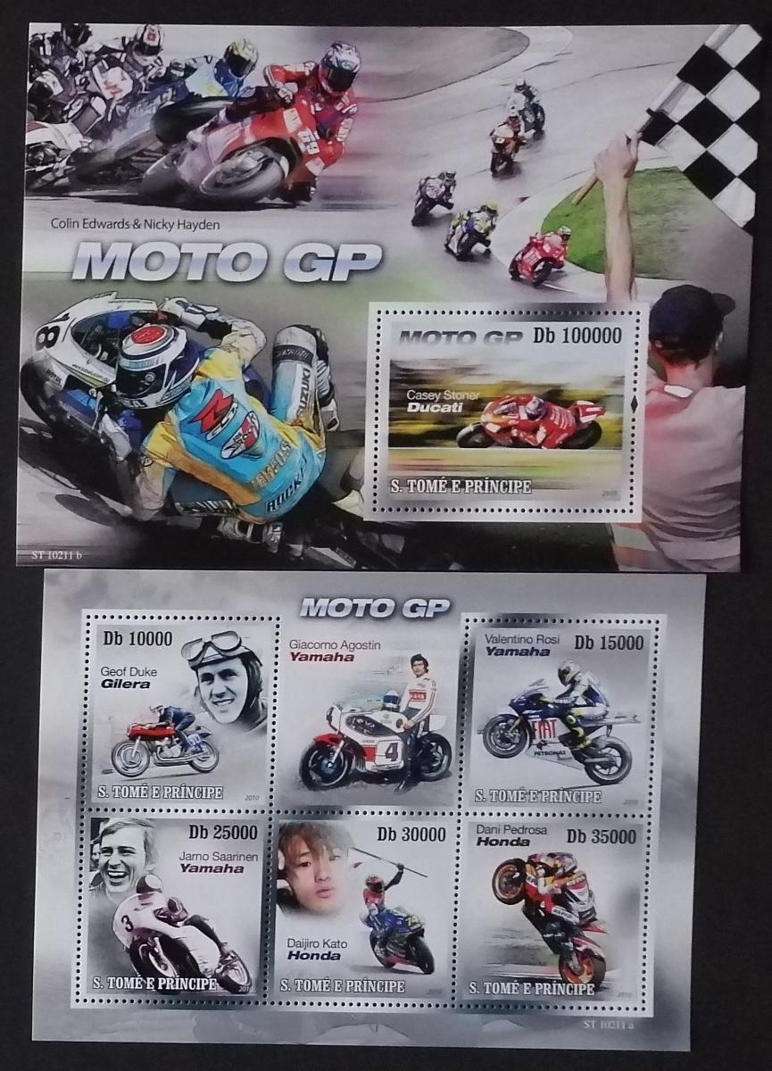 Svatý Tomáš 2010 Mi.4406-9+Bl.759 21€ Závodní motorky a slavní jezdci