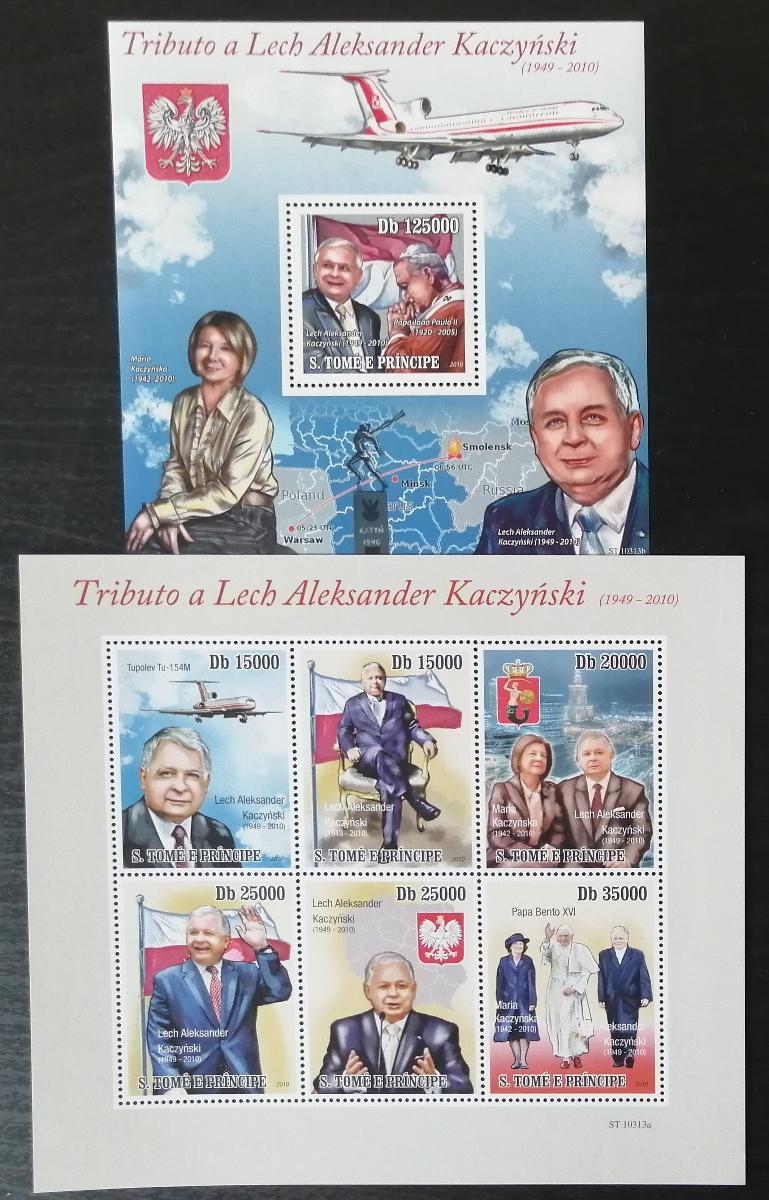 Svatý Tomáš 2010 Mi.4564-90+Bl.783 25€ Smrt Kaczynského, letadla