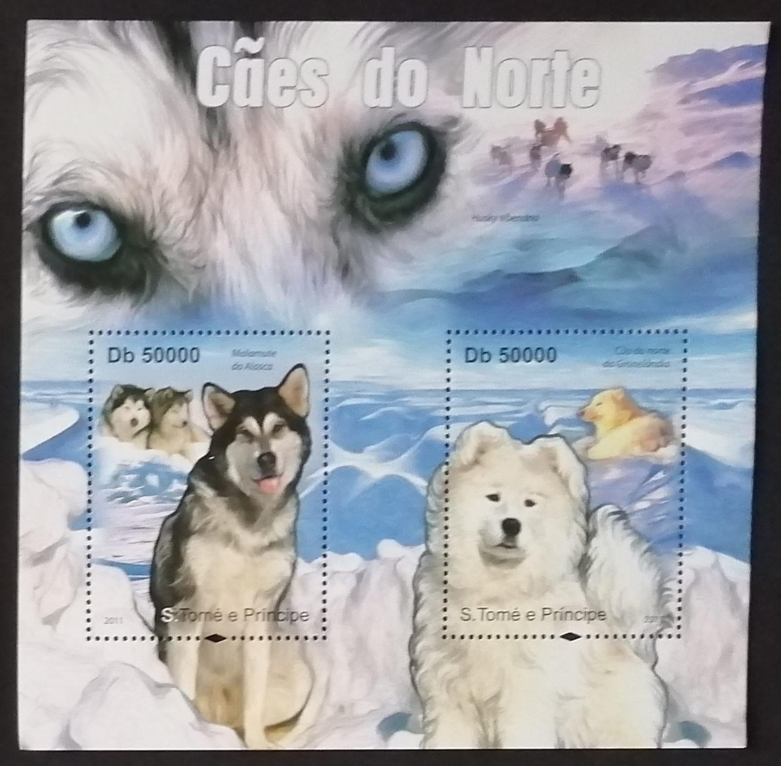 Svatý Tomáš 2011 Bl.841 9€ Komplet, Polární psi, husky a malamuti