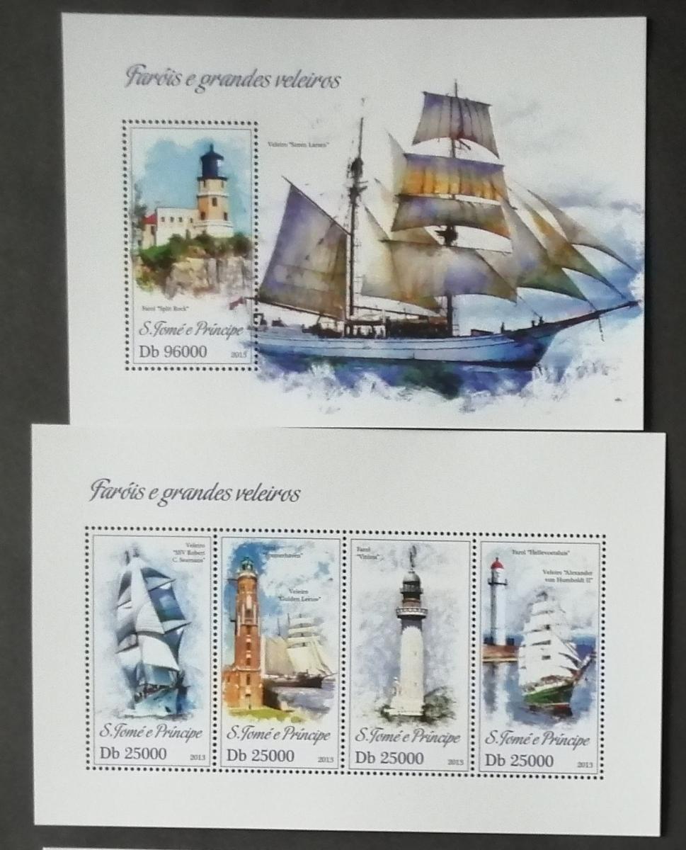 Svatý Tomáš 2013 Mi.5186-9+Bl.897 20€ Lodě, plachetnice a majáky