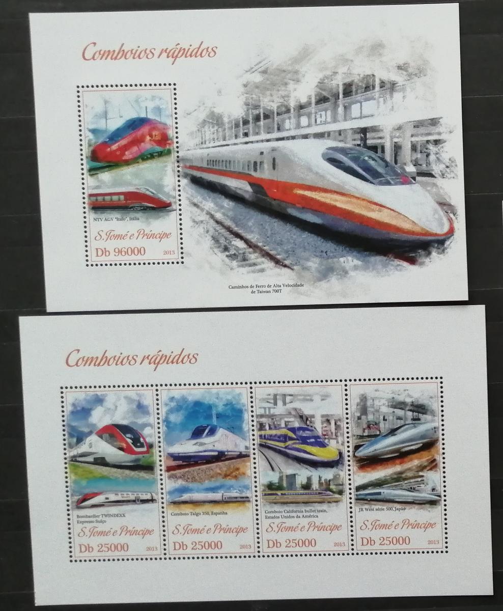 Svatý Tomáš 2013 Mi.5201-4+Bl.900 20€ Vlaky světa, doprava