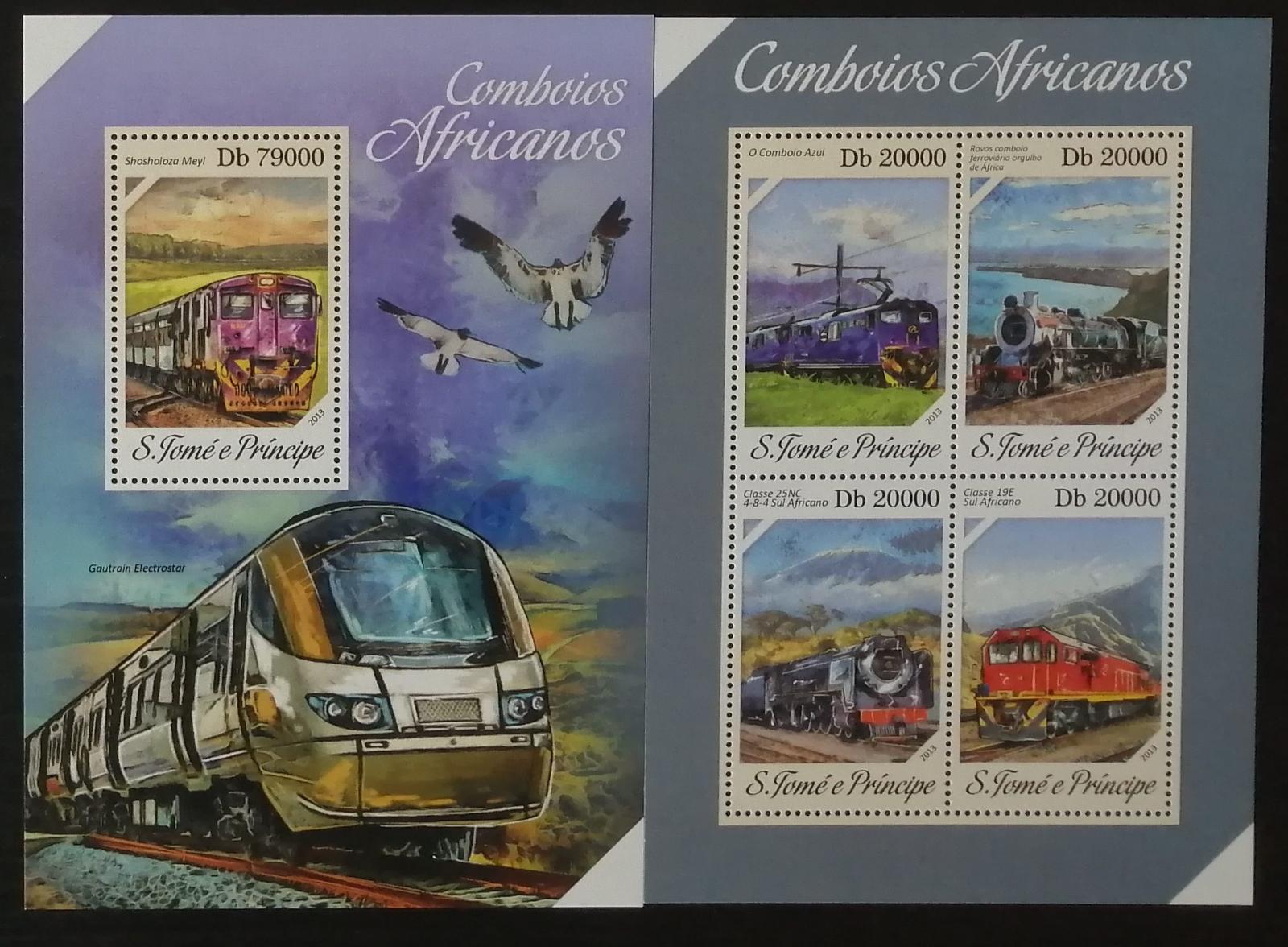 Svatý Tomáš 2013 Mi.5371-4+Bl.934 16€ Africké vlaky a lokomotivy