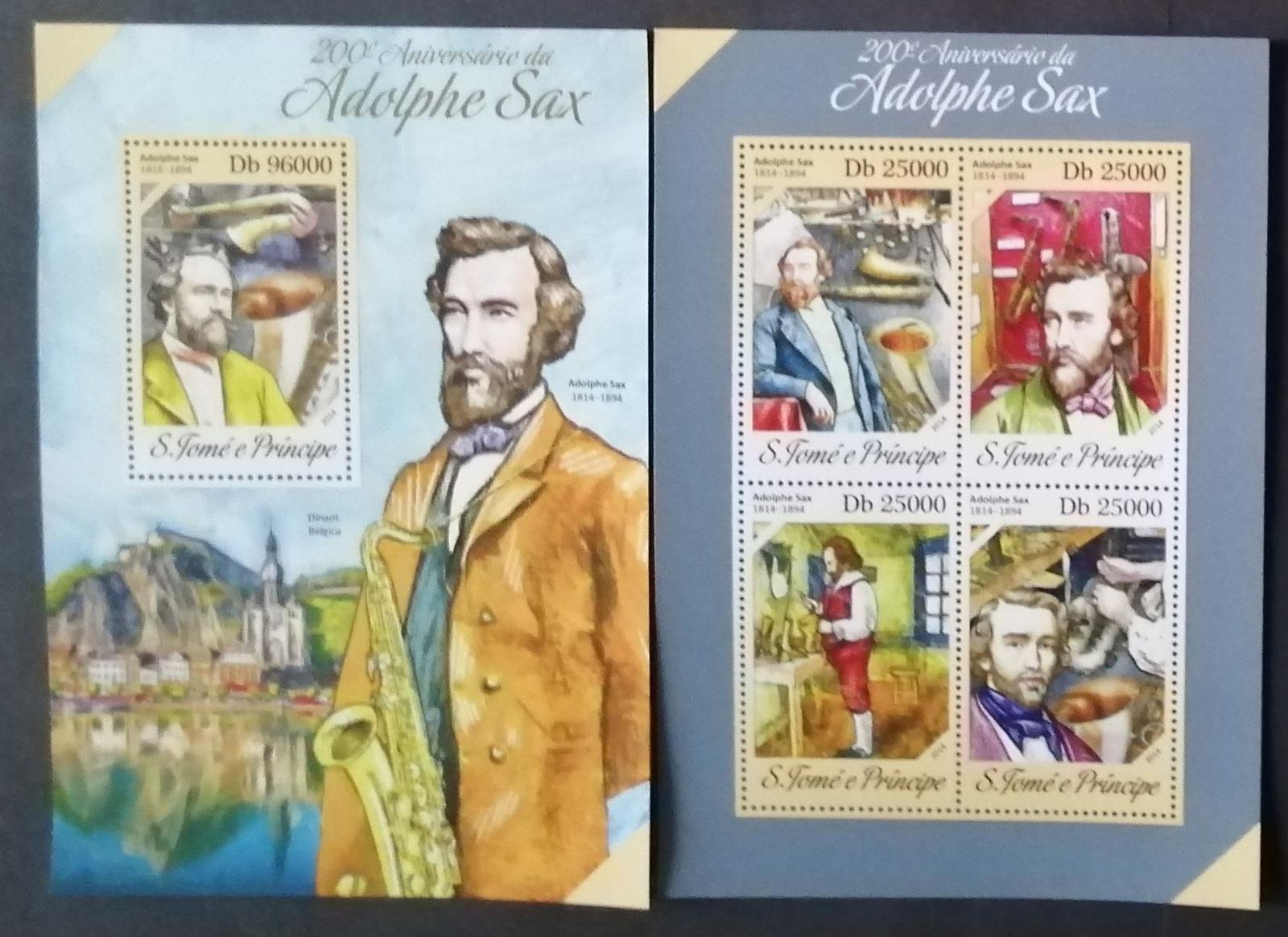 Svatý Tomáš 2014 Mi.5469-2+Bl.953 20€ 200 let A.Saxe, hudba, saxofon