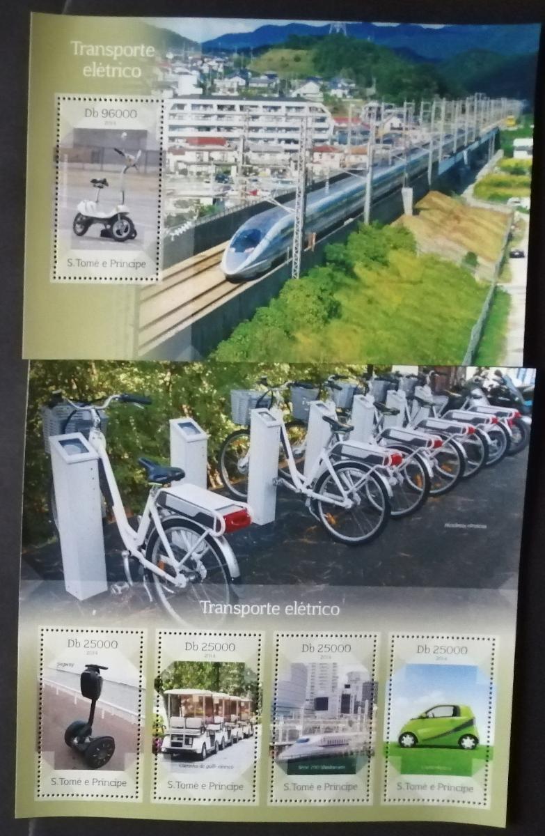 Svatý Tomáš 2014 Mi.5759-2+Bl.1011 20€ Elektroauta a vlaky