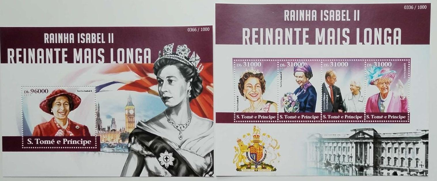 Svatý Tomáš 2015 22€ Alžběta II. - nejdéle vládnoucí královna Britů