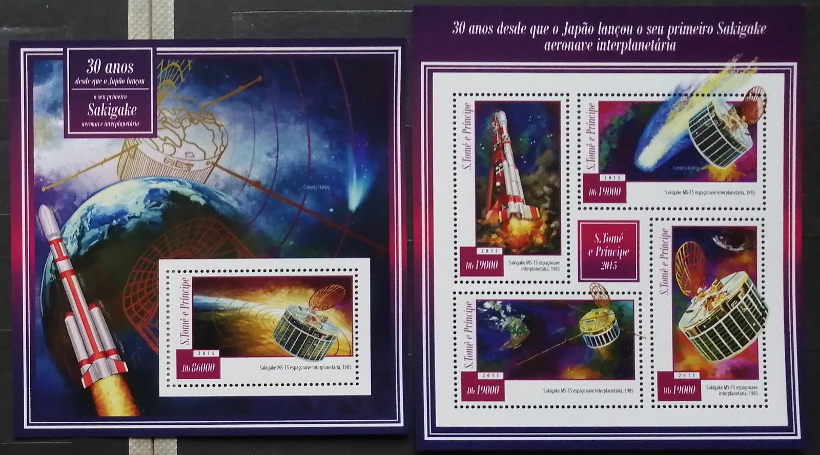 Svatý Tomáš 2015 Mi.6065-8+Bl.1068 16€ - 30 let rakety Sakigake,vesmír