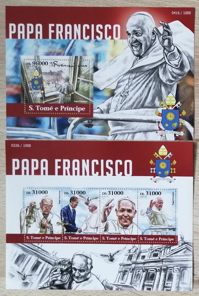 Svatý Tomáš 2015 Mi.6385-8+Bl.1130 22€ Papež František a jeho úřad