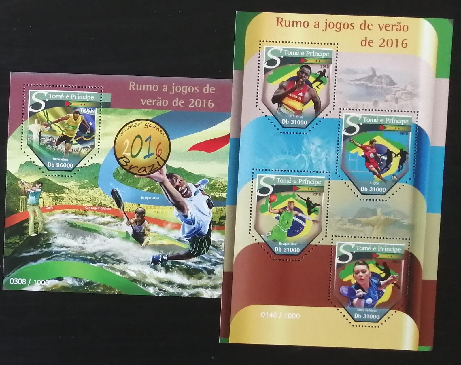 Svatý Tomáš 2015 Mi.6490-3+Bl.1151 22€ Olympijské hry Rio, sport