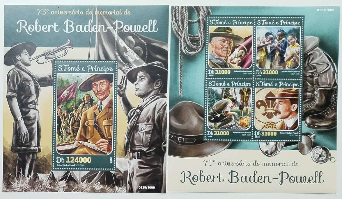 Svatý Tomáš 2016 22€ 75 let smrti sira Baden Powella, Skauting a skaut