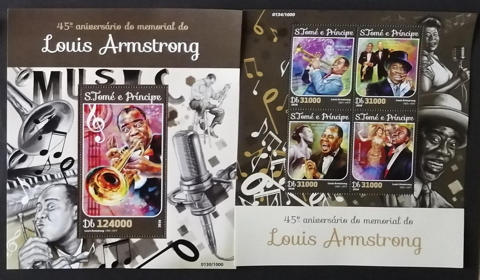 Svatý Tomáš 2016 Mi.6586-9+Bl.1167 22€ 45 let smrti Louise Armstronga