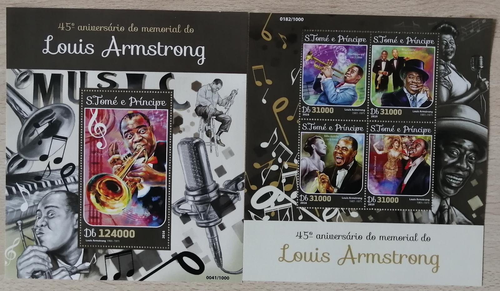 Svatý Tomáš 2016 Mi.6586-9+Bl.1167 24€ 45 let smrti Louise Armstronga
