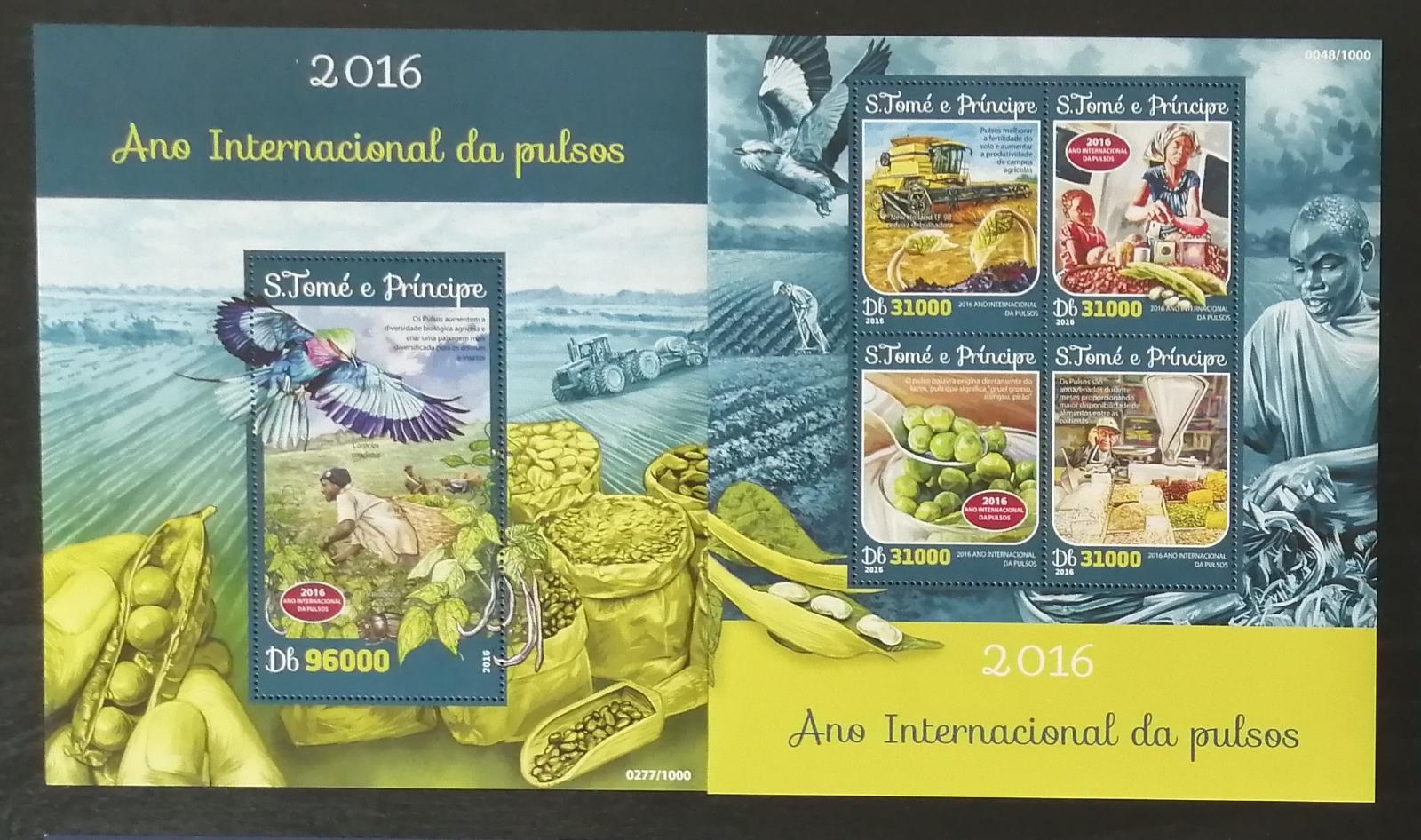 Svatý Tomáš 2016 Mi.6696-9+Bl.1189 22€ Mezinárodní rok luštěnin, flora