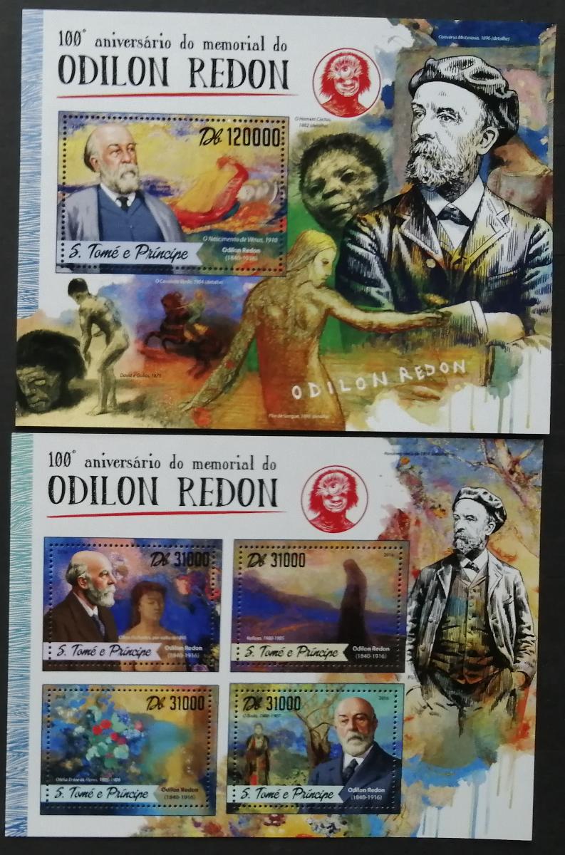 Svatý Tomáš 2016 Mi.6921-4+Bl.1234 24€ 100 let smrti malíře Redona