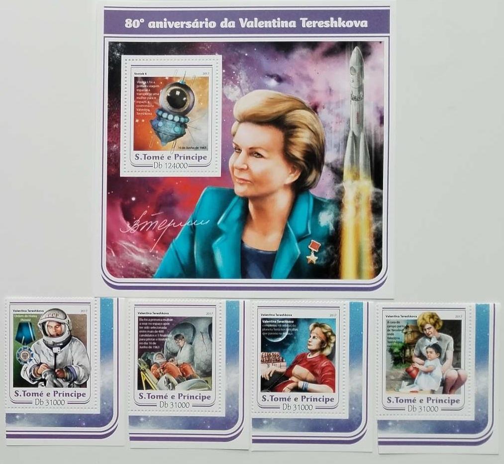 Svatý Tomáš 2017 24€ 80 let Valentýny Těreškovové, 1. žena ve vesmíru