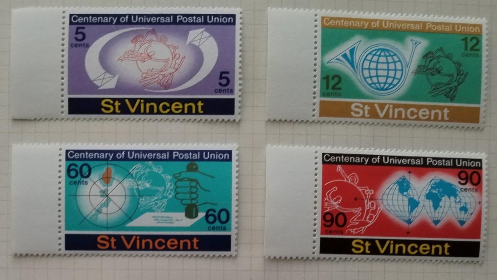 Svatý Vincent 1974 Výročí Světové poštovní unie, UPU