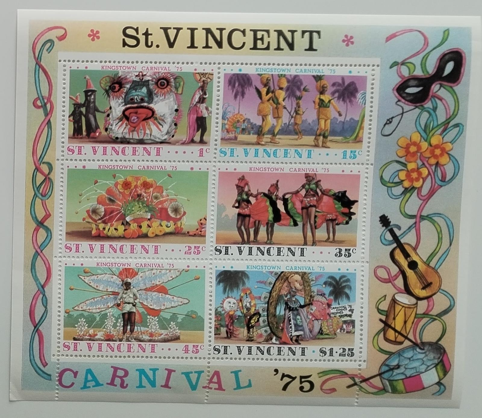 Svatý Vincent 1975 Bl.4 4€ Ostrovní karneval a tradice